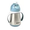 Kép 1/4 - Béaba - Rozsdamentes Acél Szívószálas Ivópohár 250 ml – Viharkék