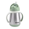 Kép 1/5 - Béaba - Rozsdamentes Acél Szívószálas Ivópohár 250 ml – Zsályazöld
