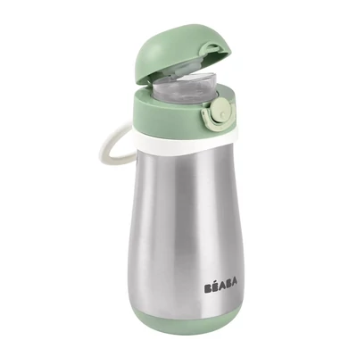 Béaba - Rozsdamentes Acél Palack Foggantyúval - 350 ml – Zsályazöld