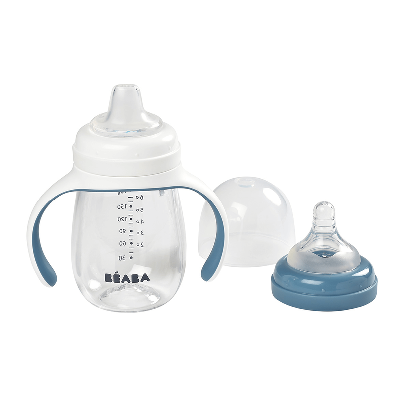 Béaba - 2 az 1-ben Tanuló cumisüveg 210 ml – Viharkék