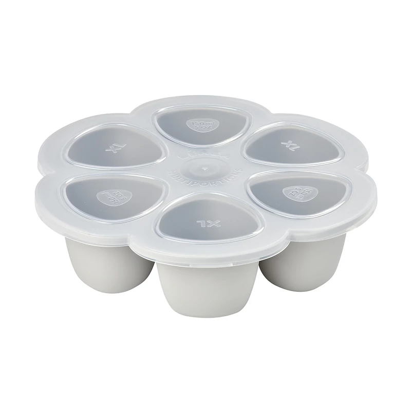 Béaba - Szilikon multifunkciós bébiétel tároló - 6 x 150 ml - Halvány köd