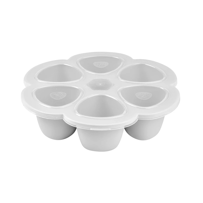 Béaba - Szilikon multifunkciós bébiétel tároló - 6 x 90 ml - Halvány köd