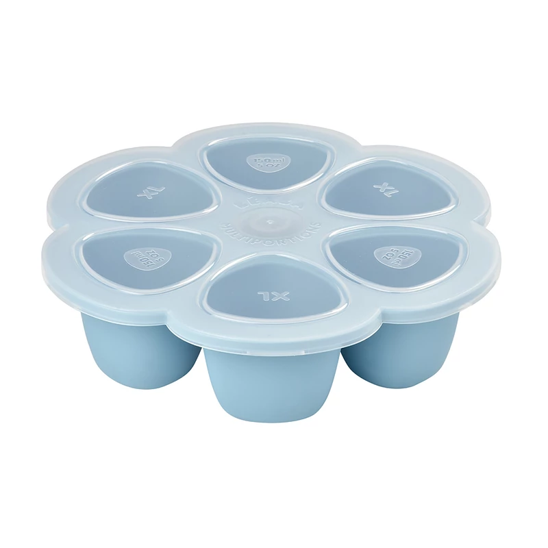 Béaba - Szilikon multifunkciós bébiétel tároló - 6 x 150 ml - Viharkék