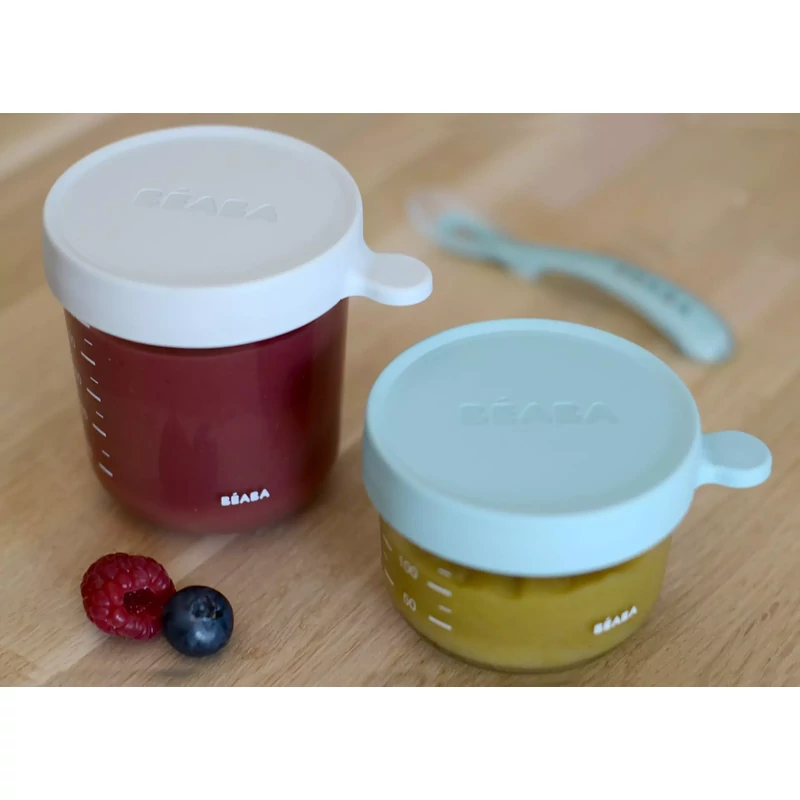 Béaba - Üveg tároló doboz szett 2 db - 150 ml Zöld - 250 ml Halvány köd