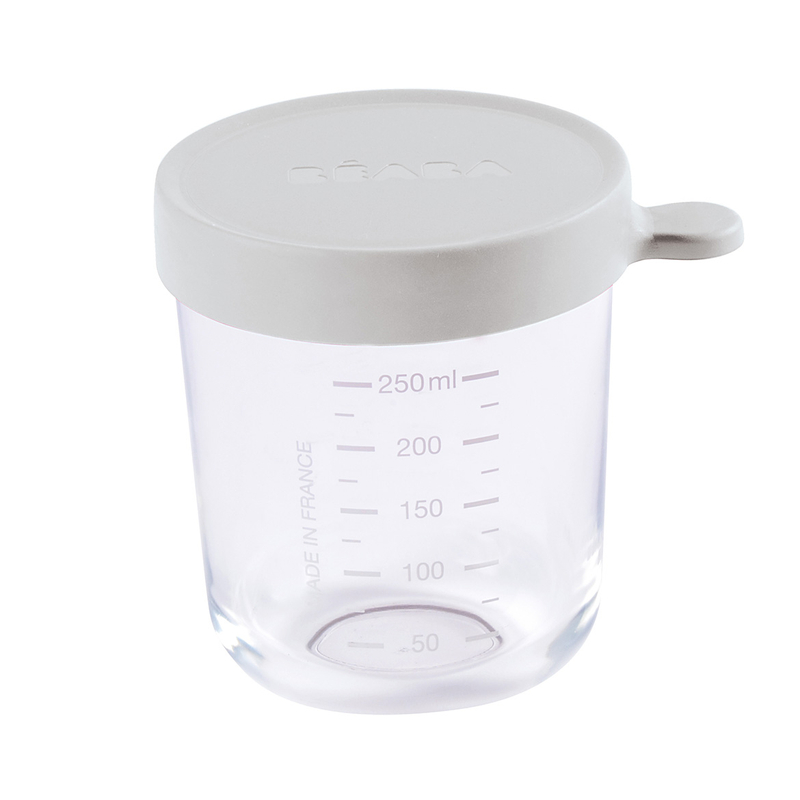 Béaba - Tároló doboz kiváló minőségű üvegből - 250 ml - Halvány köd