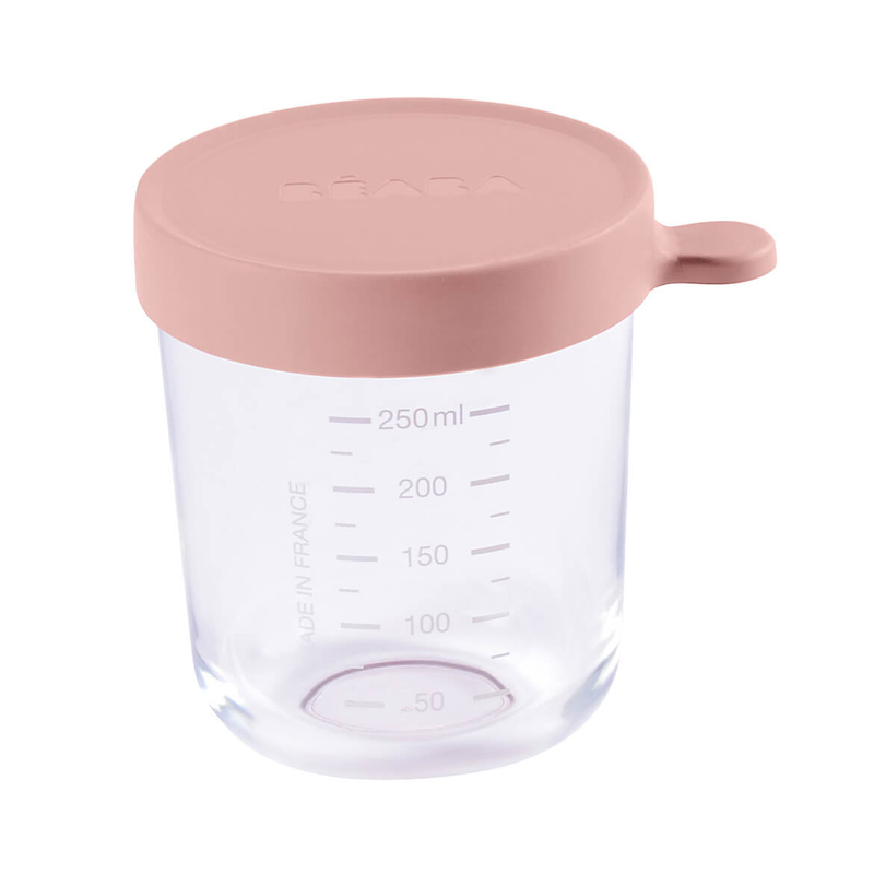 Béaba - Tároló doboz kiváló minőségű üvegből - 250 ml - Rózsaszín