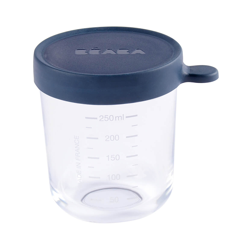 Béaba - Tároló doboz kiváló minőségű üvegből - 250 ml - Sötétkék