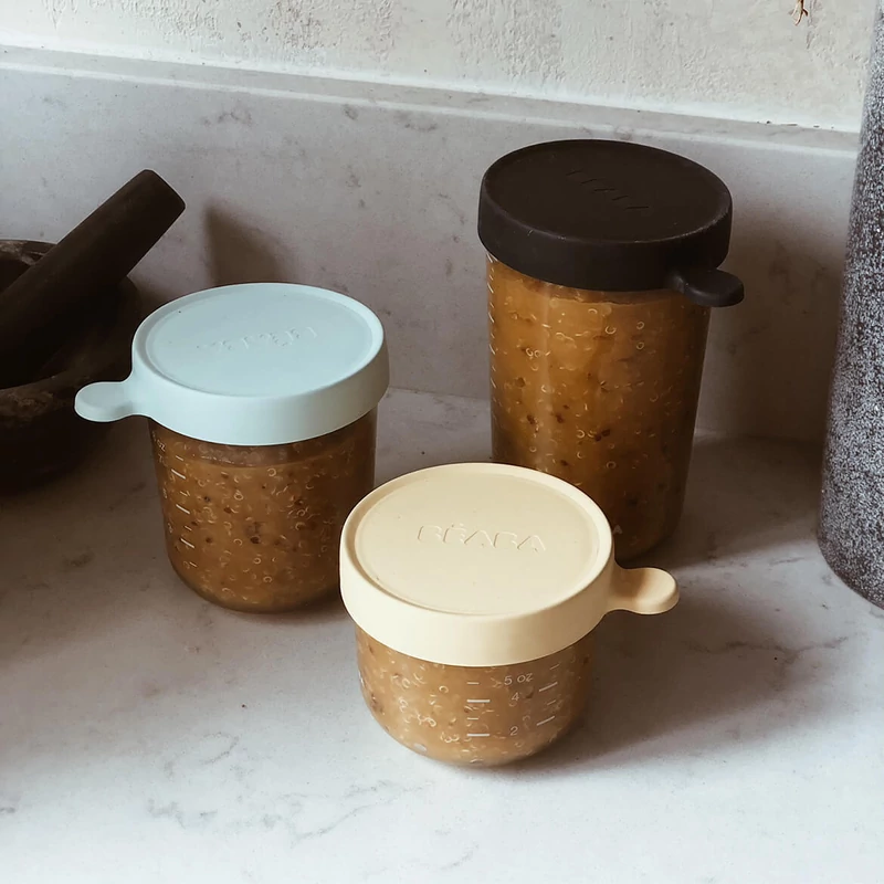Béaba - Üveg tároló doboz szett 3 db - 150 ml Sárga - 250 ml Világoskék - 400 ml Sötétkék