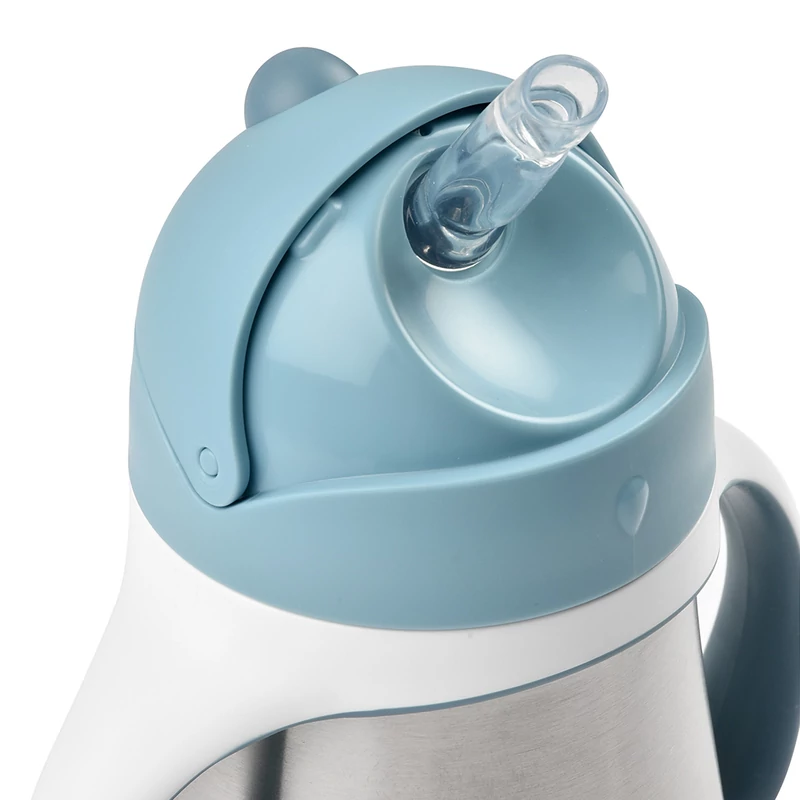 Béaba - Rozsdamentes Acél Szívószálas Ivópohár 250 ml – Viharkék