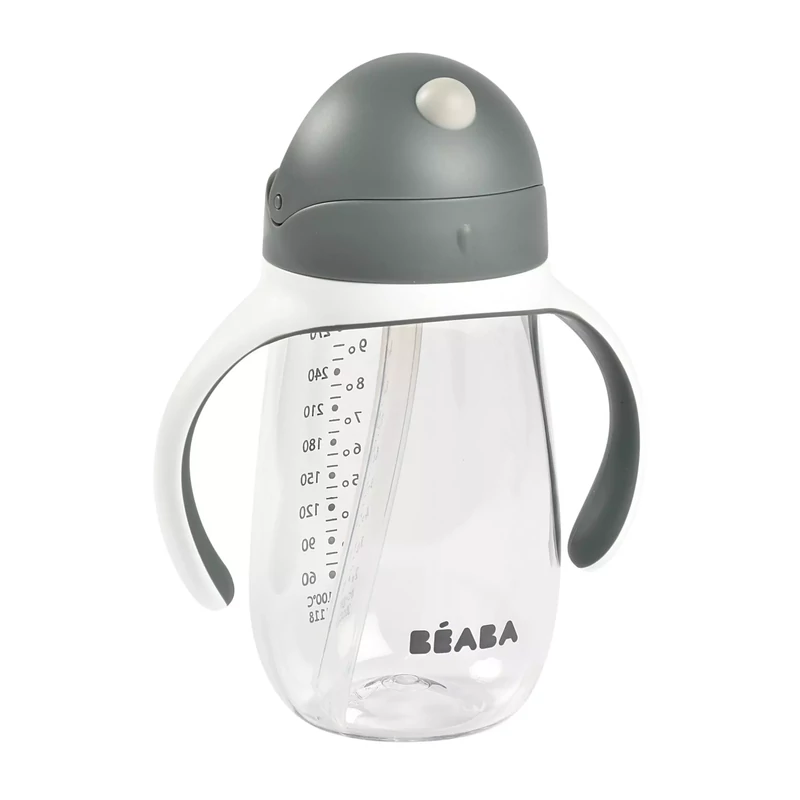 Béaba - Szívószálas Ivópohár 300 ml – Sötétszürke
