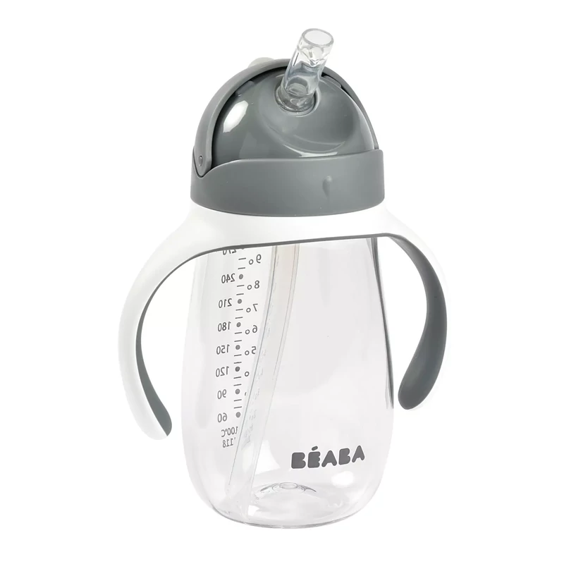 Béaba - Szívószálas Ivópohár 300 ml – Sötétszürke
