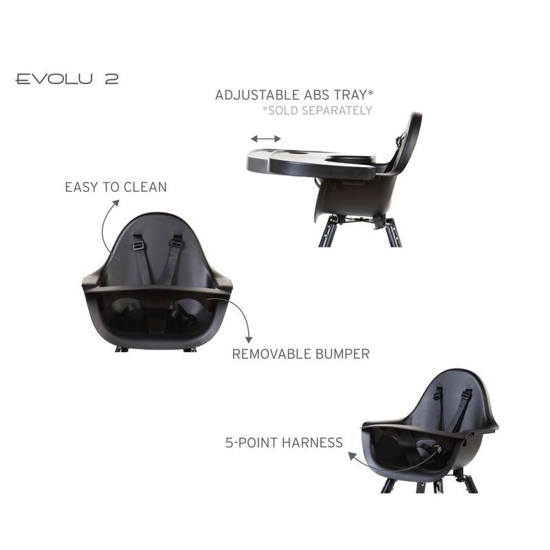 Evolu 2 Etetőszék - Állítható Magasság (50-75 Cm/*90 Cm) - Fekete